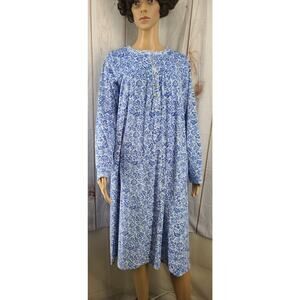 Aria Collection Women L(12-14) Long Sleeve Stretch Velour Midi Length Nightgown